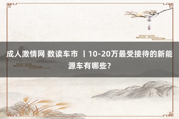 成人激情网 数读车市 丨10-20万最受接待的新能源车有哪些？