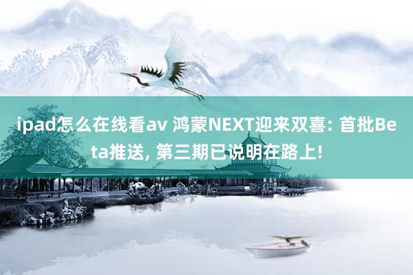 ipad怎么在线看av 鸿蒙NEXT迎来双喜: 首批Beta推送， 第三期已说明在路上!