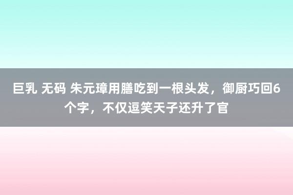 巨乳 无码 朱元璋用膳吃到一根头发，御厨巧回6个字，不仅逗笑天子还升了官