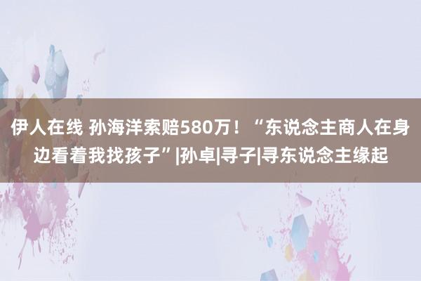 伊人在线 孙海洋索赔580万！“东说念主商人在身边看着我找孩子”|孙卓|寻子|寻东说念主缘起