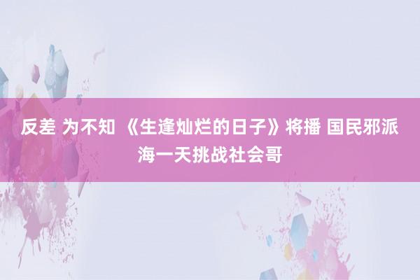 反差 为不知 《生逢灿烂的日子》将播 国民邪派海一天挑战社会哥